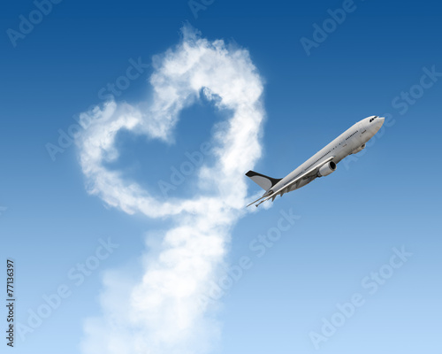 Fototapeta do kuchni heart shape of track from plane on blue