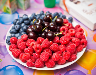 Mix fresh berries on a plate