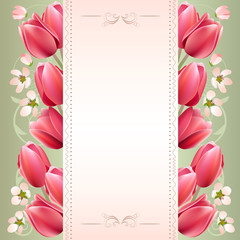 Wall Mural - Romantic spring background with tulips