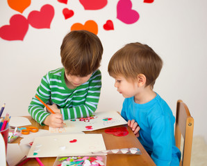 Kids engaged in Valentine's Day Arts with Hearts