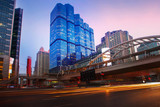 Fototapeta  - beautiful lighting dusky sky of important bangkok modern buildin