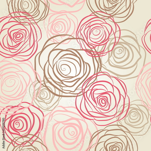 Plakat na zamówienie Seamless pattern with flowers roses vector