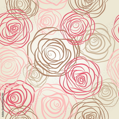 Obraz w ramie Seamless pattern with flowers roses vector