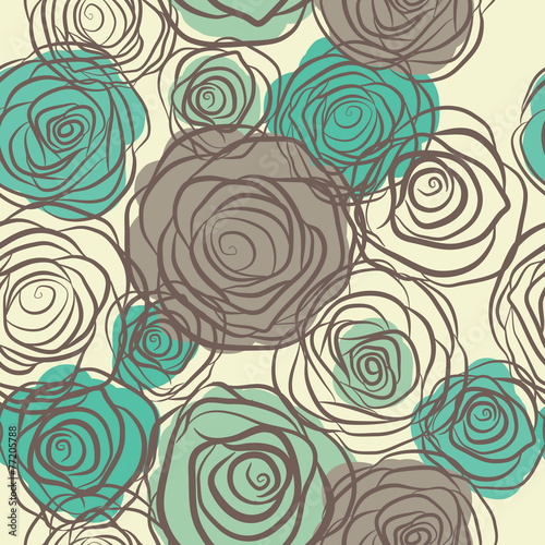 Obraz w ramie Seamless pattern with flowers roses vector