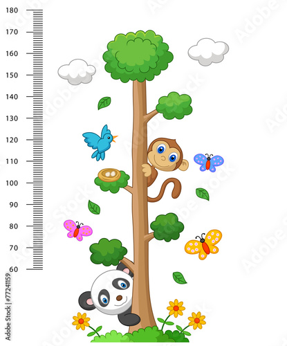 Naklejka - mata magnetyczna na lodówkę Wall meter with three and wild animals