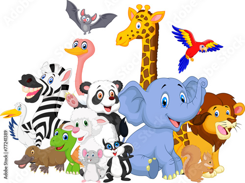 Naklejka ścienna Cartoon wild animals background