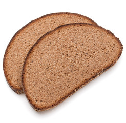 Wall Mural - Slice of fresh rye bread isolated on white background cutout