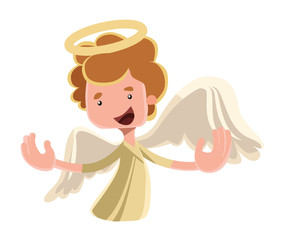 Beautiful angel spreading wings illustration cartoon character