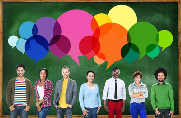 Poster - casual people message talking communication concept