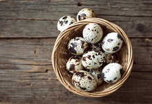 Quail Egg In A Wooden Bowl