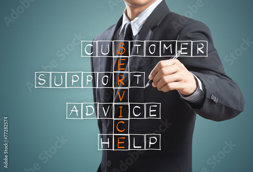 Fotografie, Obraz Business man writing customer service concept
