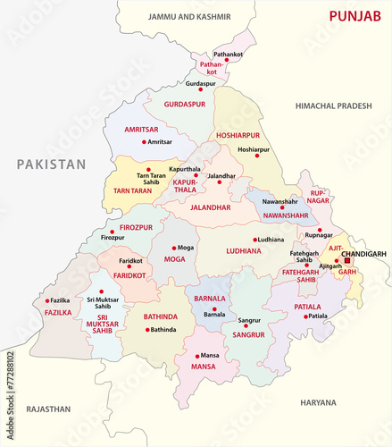 punjab district map Stock Vector | Adobe Stock