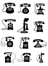 Silhouette Of Vintage Telephones