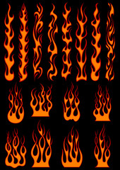 Wall Mural - Various fiery flames in tribal style