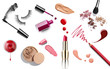Leinwandbild Motiv make up beauty lipstick nail polish liquid powder mascara pencil