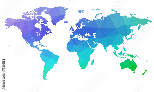 Cuadros en Lienzo Map of the world in triangles. Raster 2