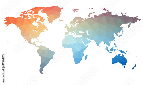 Fotografía Map of the world in triangles. Raster 1