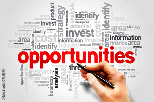 Fotografía Opportunities word cloud, business concept