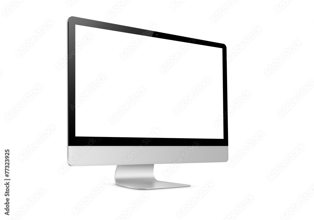 Computer display isolated on white - obrazy, fototapety, plakaty 