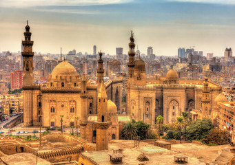 Sticker - View of the Mosques of Sultan Hassan and Al-Rifai in Cairo - Egy