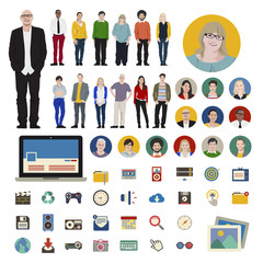 Sticker - People Icon Set Social Media Vector Concept