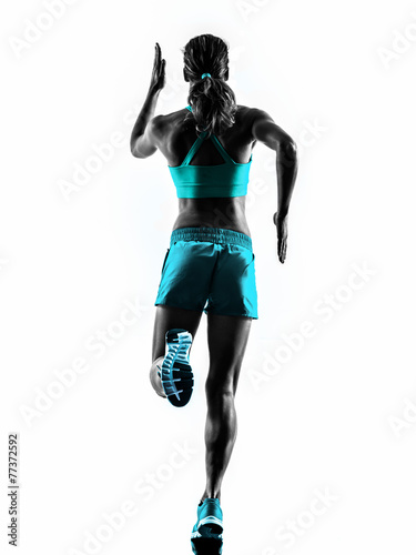 Nowoczesny obraz na płótnie woman runner running jogger jogging rear view silhouette