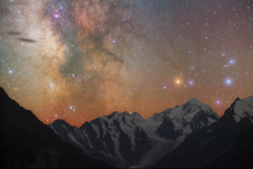 Wall Mural - milky way over mountains