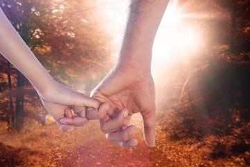 Aufkleber - Composite image of loving young couple holding hands