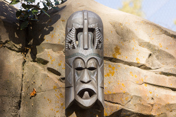 African masks wooden totem sculptures