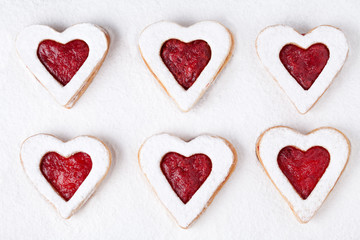 Wall Mural - Heart shaped cookies with jam for valentine's day