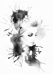 Wall Mural - woman portrait .abstract watercolor .fashion background