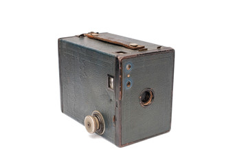 Sticker - vintage box camera isolated on white