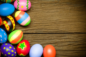  Easter eggs on wood background