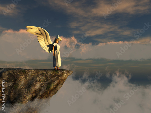 Photographie  Mujer alada al borde de un risco