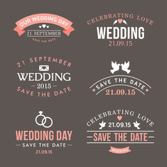 Wedding set of label, badges, stamp and design elements