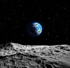Wall Mural - views of earth from the moon surface