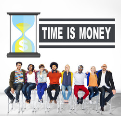 Sticker - Time Money Hour Glass Casual People Concept