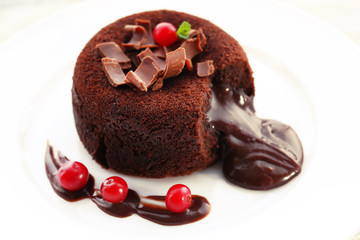 Poster - Hot chocolate pudding with fondant centre, close-up