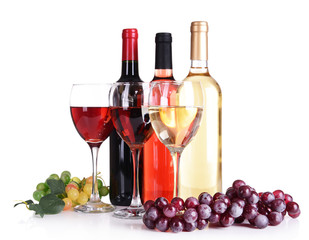 Wall Mural - Different wine isolated on white