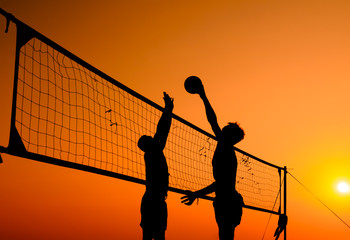 beach volleyball silhouette