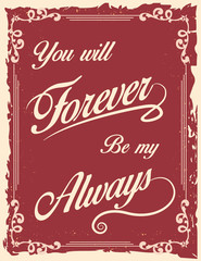 Wall Mural - Vintage poster with love quote