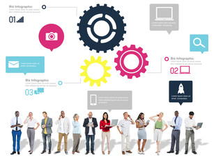 Wall Mural - Team Teamwork Cog Functionality Technology Business Concept