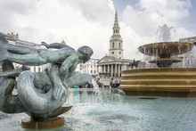 Mermaid And Dolphin Statue And Fountain, Trafalgar Square, Londo