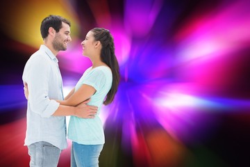 Aufkleber - Composite image of attractive young couple hugging each other