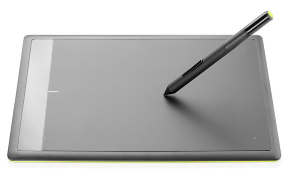 Modern graphic tablet isolated on white background