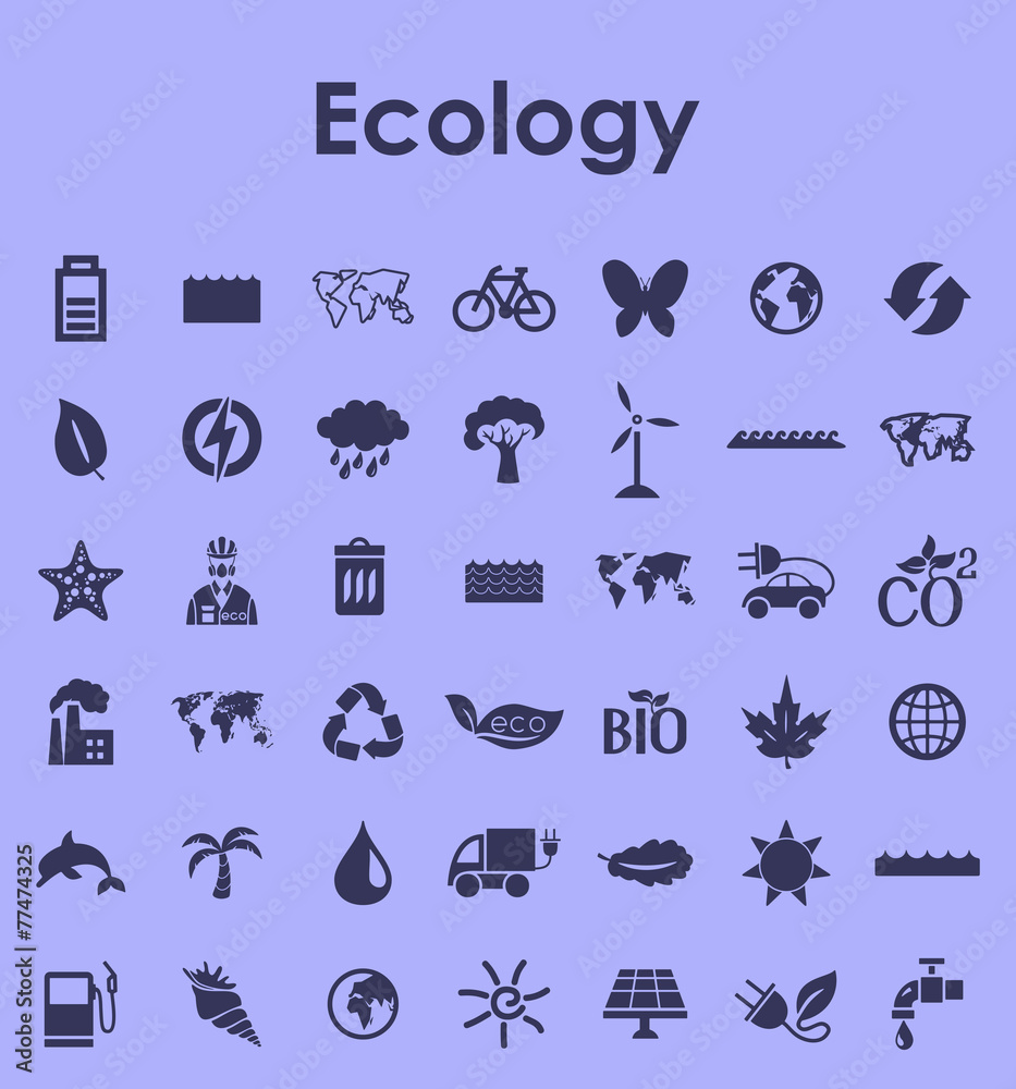 Set of ecology simple icons - obrazy, fototapety, plakaty 