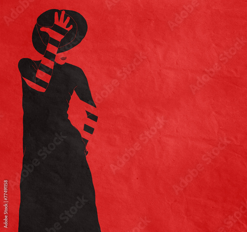 Plakat na zamówienie Sylwetka kobiety na czerwonym tle