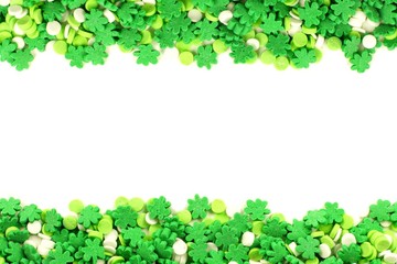 Poster - St Patricks Day frame of green shamrock candy sprinkles