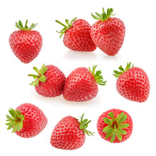 Strawberry Fruits On White. Collection