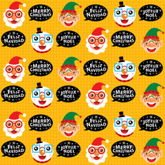 Sticker - Christmas Santa Claus and Friends Seamless